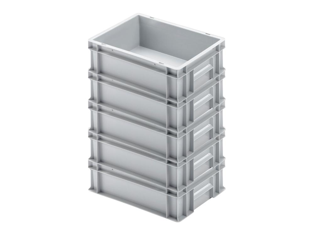 SparSet 5x Eurobehälter mit geschlossenem Griff | HxBxT 12x30x40cm | 11 Liter | Grau | Eurobox, Transportbox, Transportbehälter, Stapelbehälter