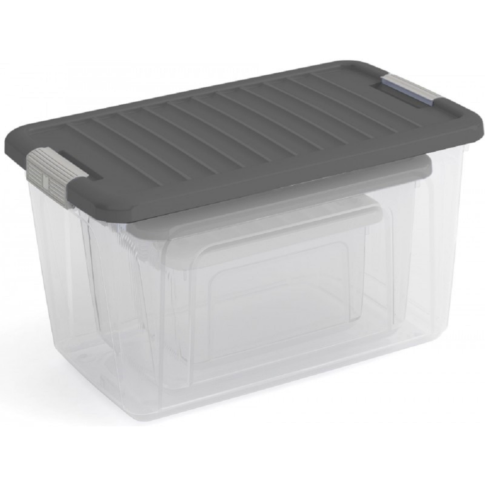 Mehrzweck Aufbewahrungsbehälter HAWK mit transparentem Deckel | HxBxT 25x38x23cm | 15 Liter | Transparent | Behälter, Box, Aufbewahrungsbehälter, Aufbewahrungsbox