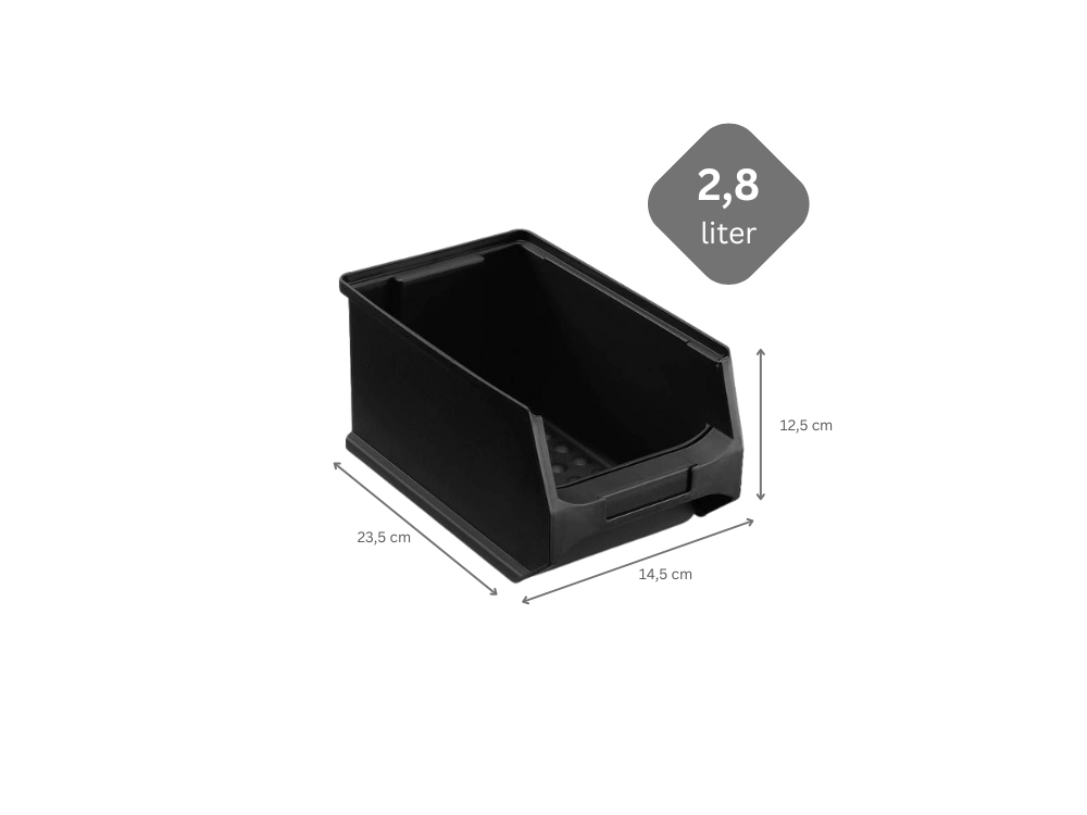 Wandleiste mit 4x Leitfähige Sichtlagerbox 3.0 | HxBxT 12,6x60,5x23,6cm | ESD, Wandhalterung, Kleinteileaufbewahrung, Sortimentsboxhalterung