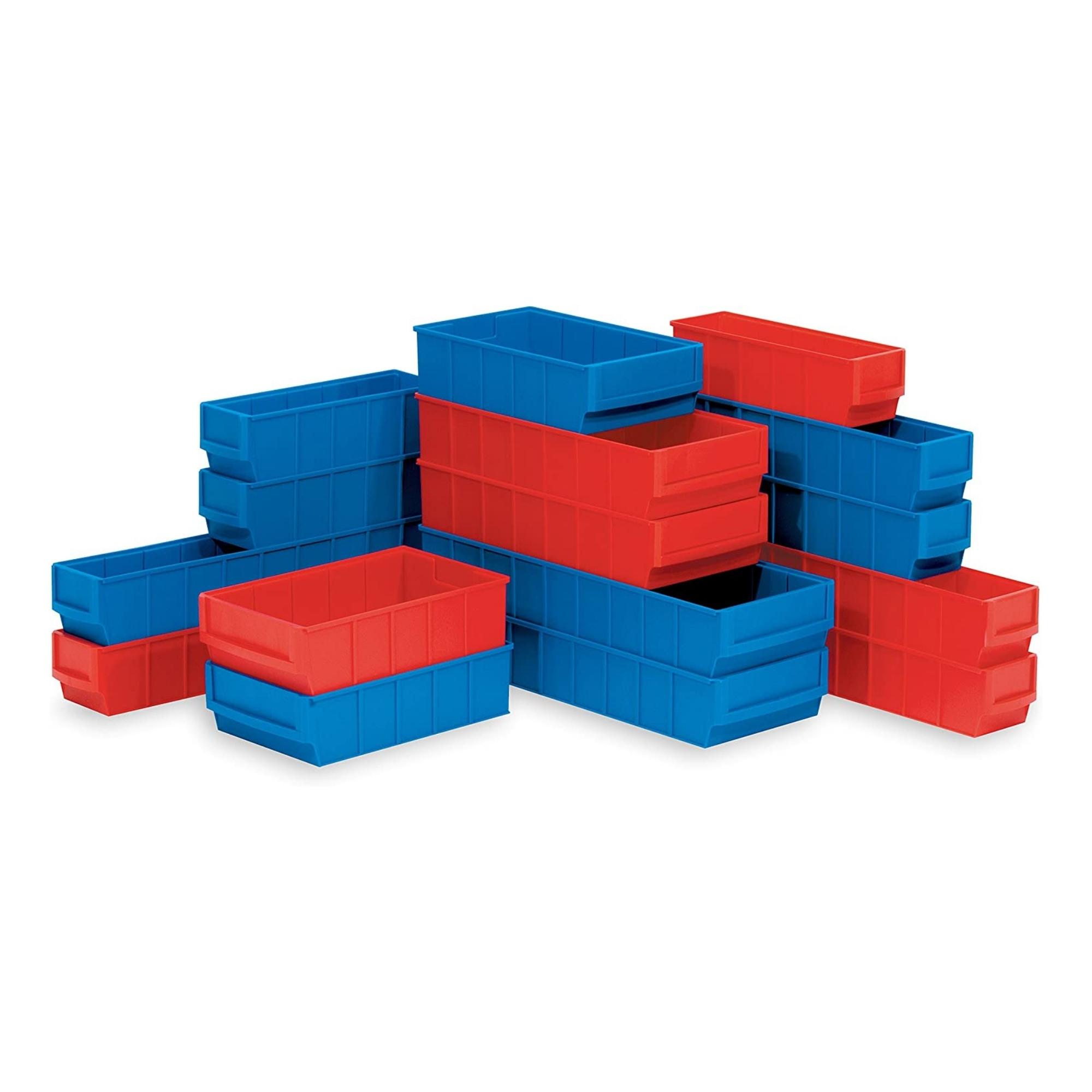 Rote Industriebox 300 S | HxBxT 8,1x9,1x30cm | 1,6 Liter| Sichtlagerkasten, Sortimentskasten, Sortimentsbox, Kleinteilebox