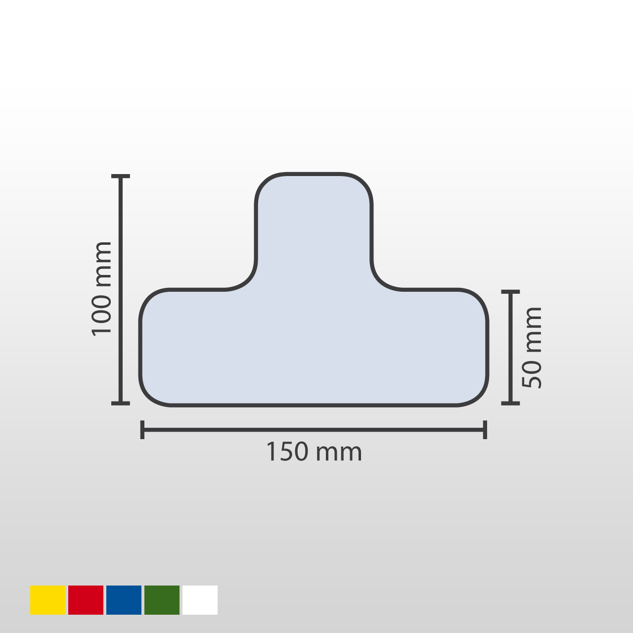 Stellplatzmarker | T-Stück | 25 Stück | Schenkelbreite 5cm | Polycarbonat 0,7mm | Für glatte & spaltfreie Böden | GelbX