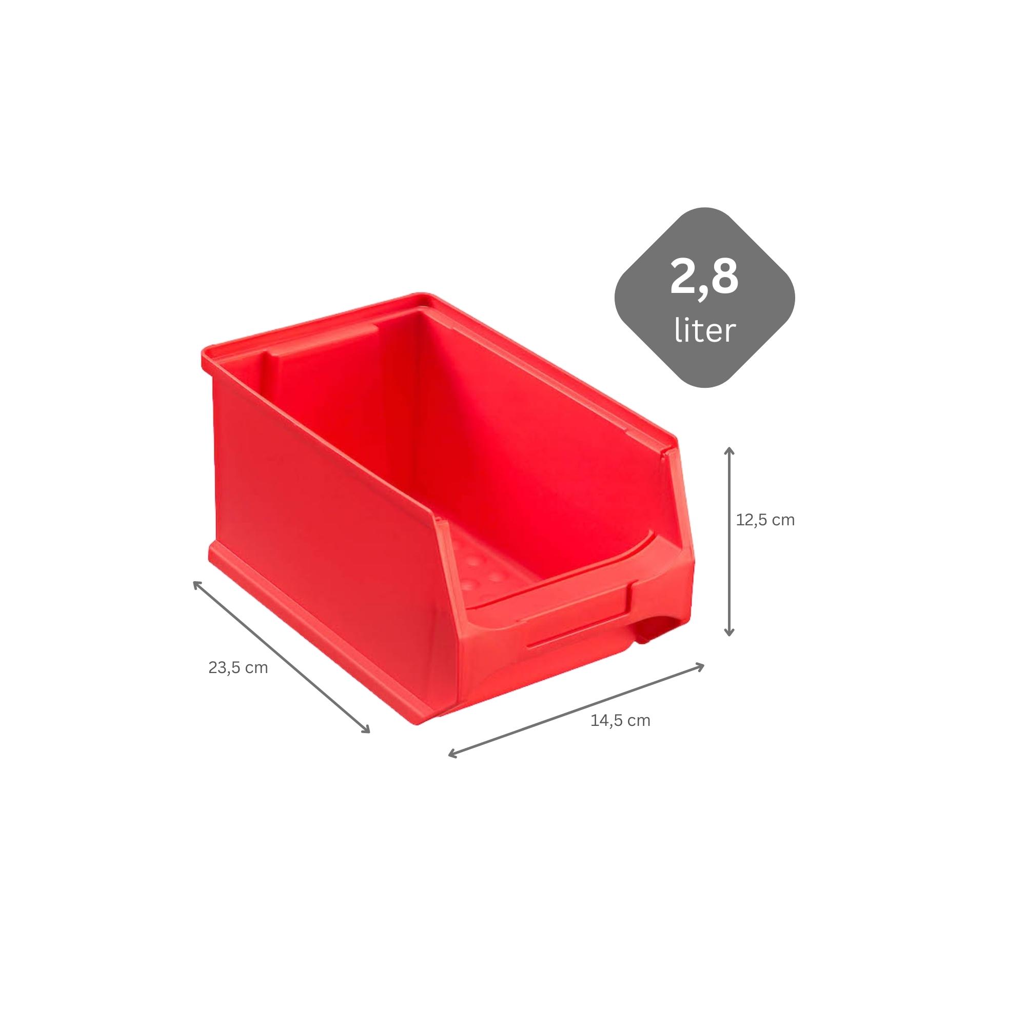 Trägersystem Blaue Systemplatte mit 18x roten Sichtlagerboxen 3.0 | Maße HxB 50x100cm | Sichtlagerbox, Sichtlagerbehälter, Sichtlagerkasten