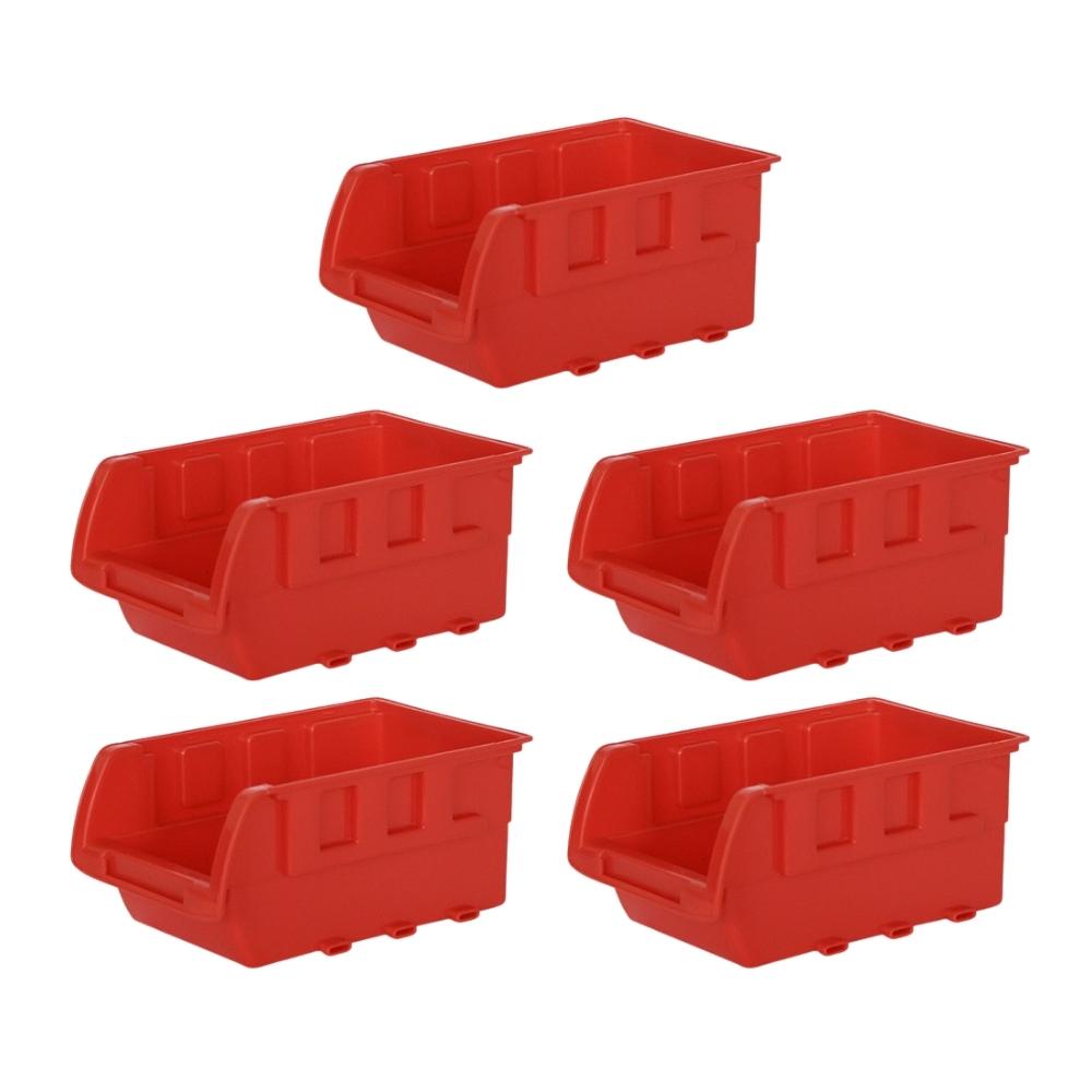 SuperSparSet 5x Sichtlagerbox aus Kunststoff | Rot | BxHxT 9x12x19,5cm | Sortimentskasten, Sortimentsbox
