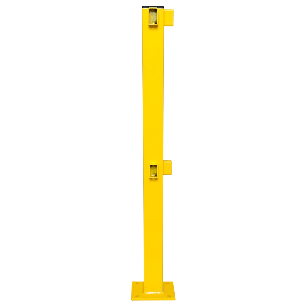 Standpfosten für Rammschutz-Geländer S-Line | Ecke | HxBxT 100x14x16cm | Kunststoffbeschichteter Stahl | Gelb