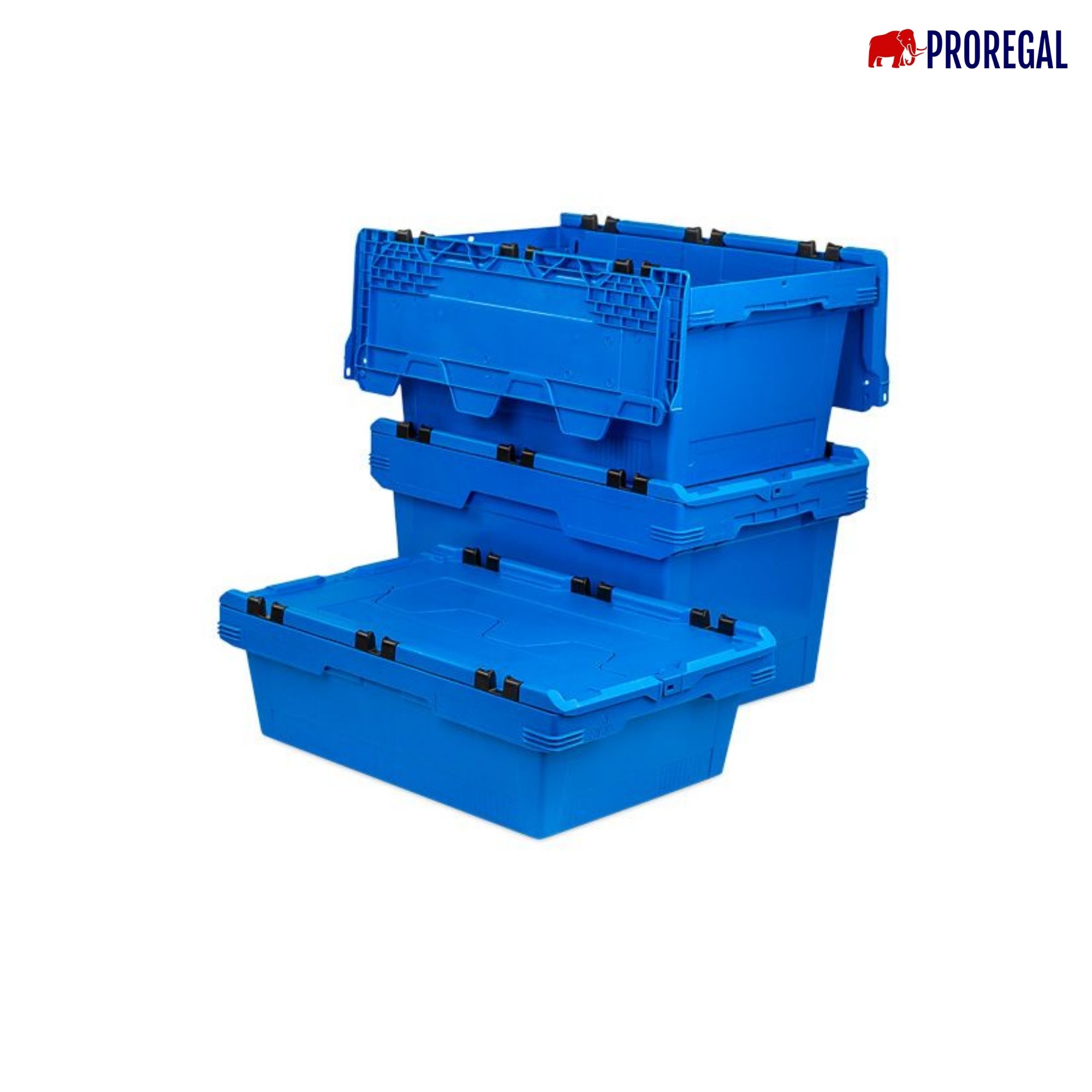 Conical Mehrweg-Stapelbehälter mit Krokodildeckel Blau | HxBxT 29,9x41x61cm | 47 Liter | Lagerbox Eurobox Transportbox Transportbehälter Stapelbehälter