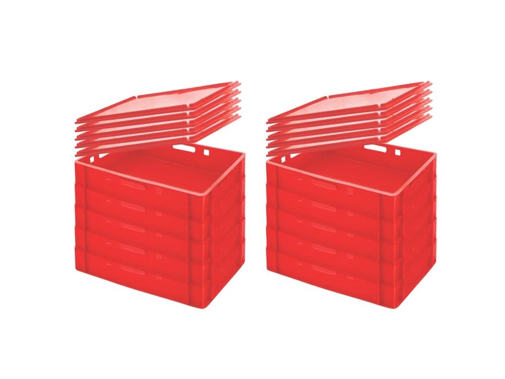 Eurobehälter Fleischerkasten E1 mit Auflagendeckel | HxBxT 12,5x40x60cm | 25 Liter | Rot | Fleischerkiste, Fleischkiste, Metzgerkiste, Fleischbehälter