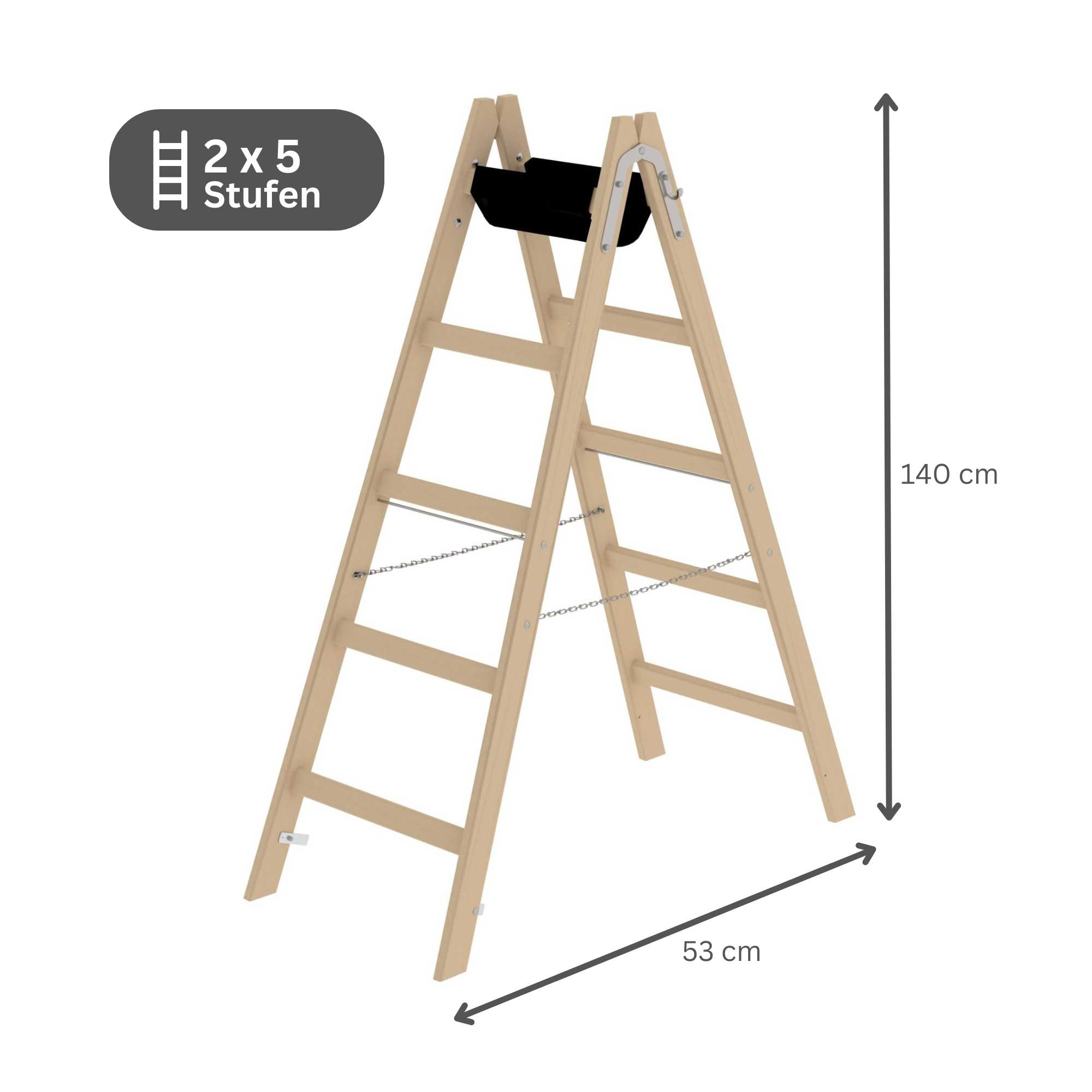 Sprossen-Stehleiter Holz 2x5 Sprossen