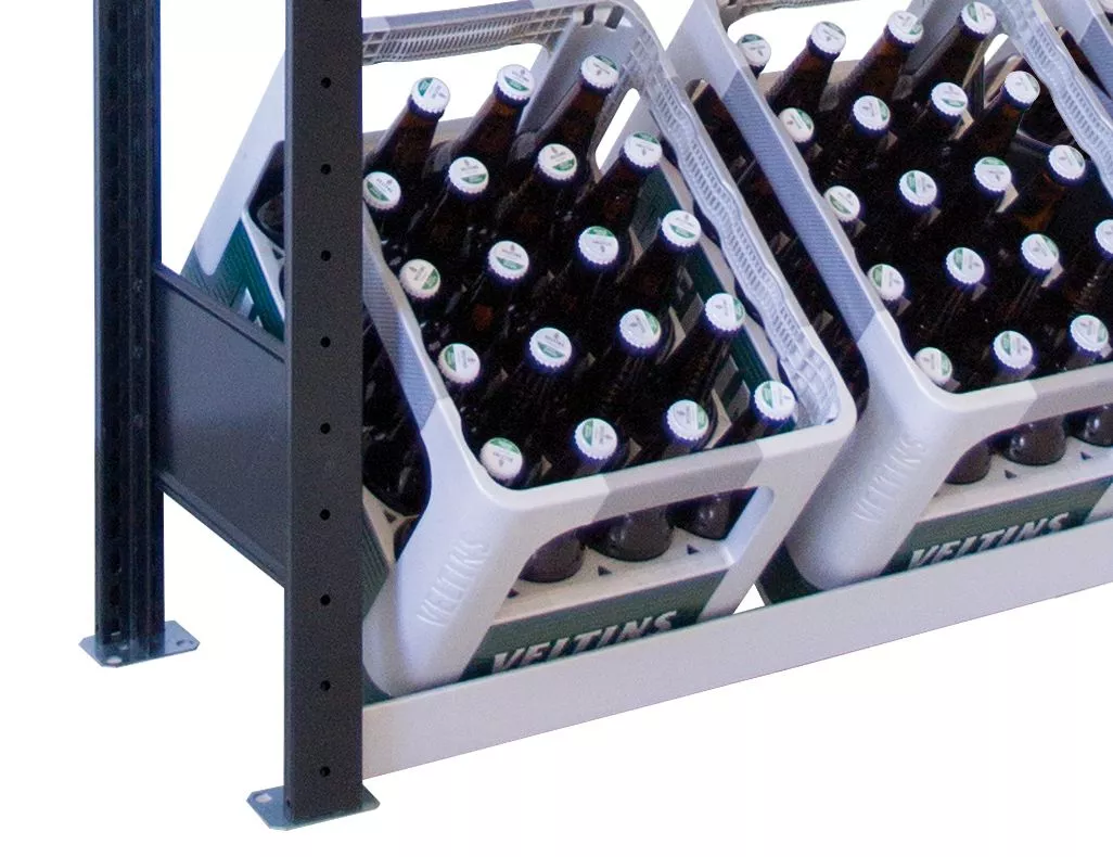 Schulte Getränkekistenregal | Anbauregal | HxBxT 180x130x30cm | 3 Ebenen für 12 Getränkekisten | Schwarz/Silber