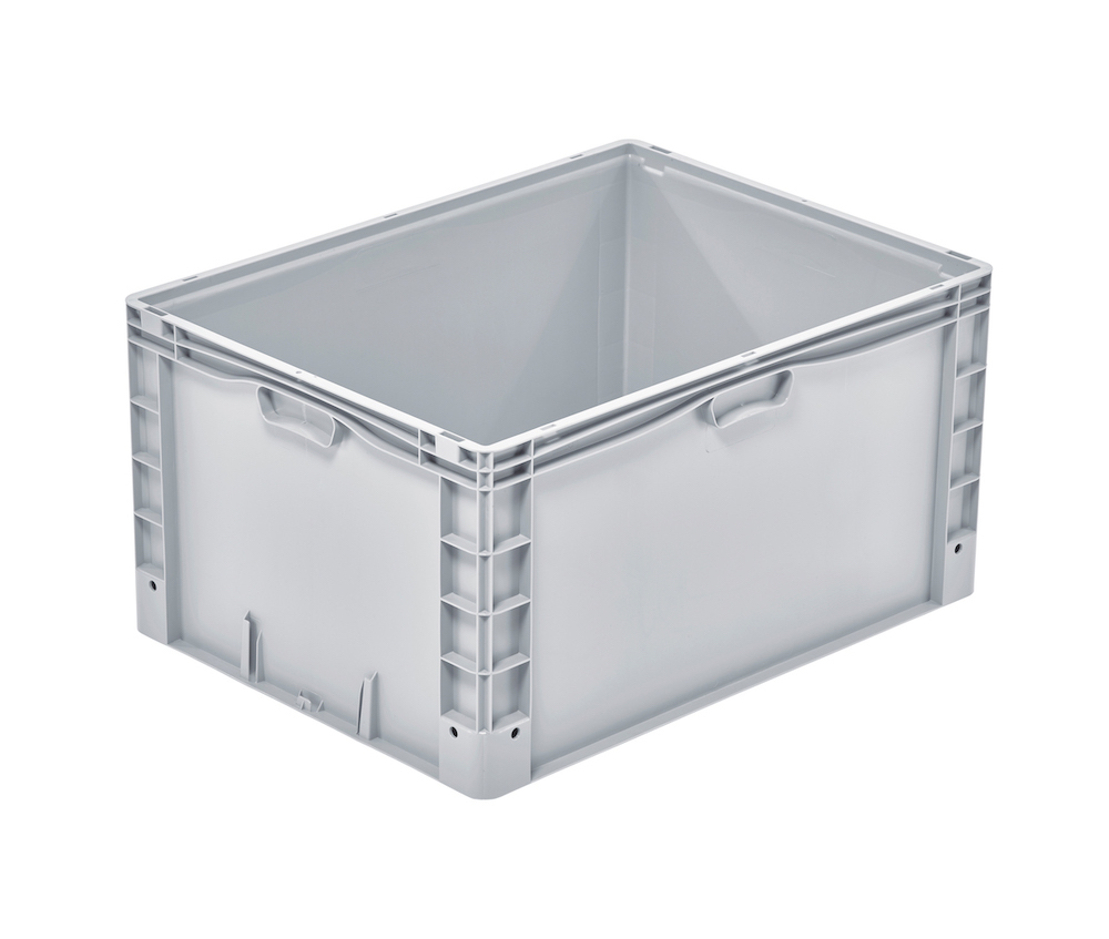 Euro-Norm Großbehälter | HxBxT 42x60x80cm | 168 Liter | Verstärkter Boden | Grau  | Eurobehälter, Transportbox, Transportbehälter, Stapelbehälter