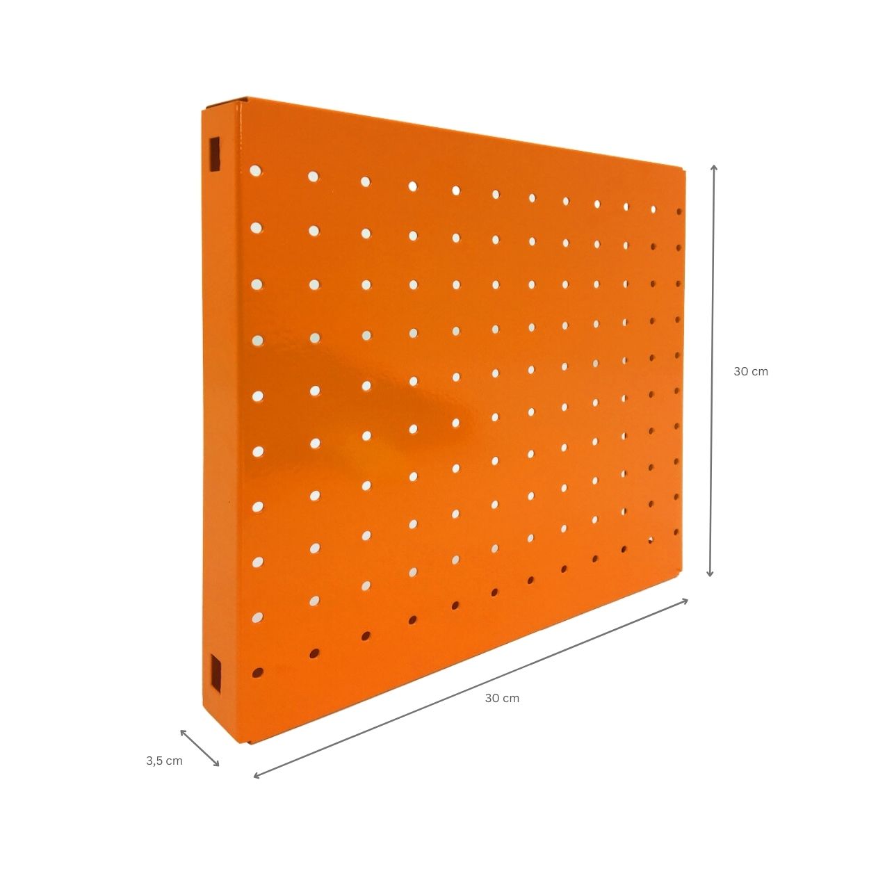 Doppelpack 2x Memoboard aus Stahl gelocht | HxBxT 30x30x3,5cm | Orange | Lochblech Wandtafel Trägersystem