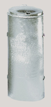 Robuster Abfallsammler mit Deckel & Einflügeltür | 70 Liter, HxBxT 90x45x45cm | Stahl | Feuerverzinkt