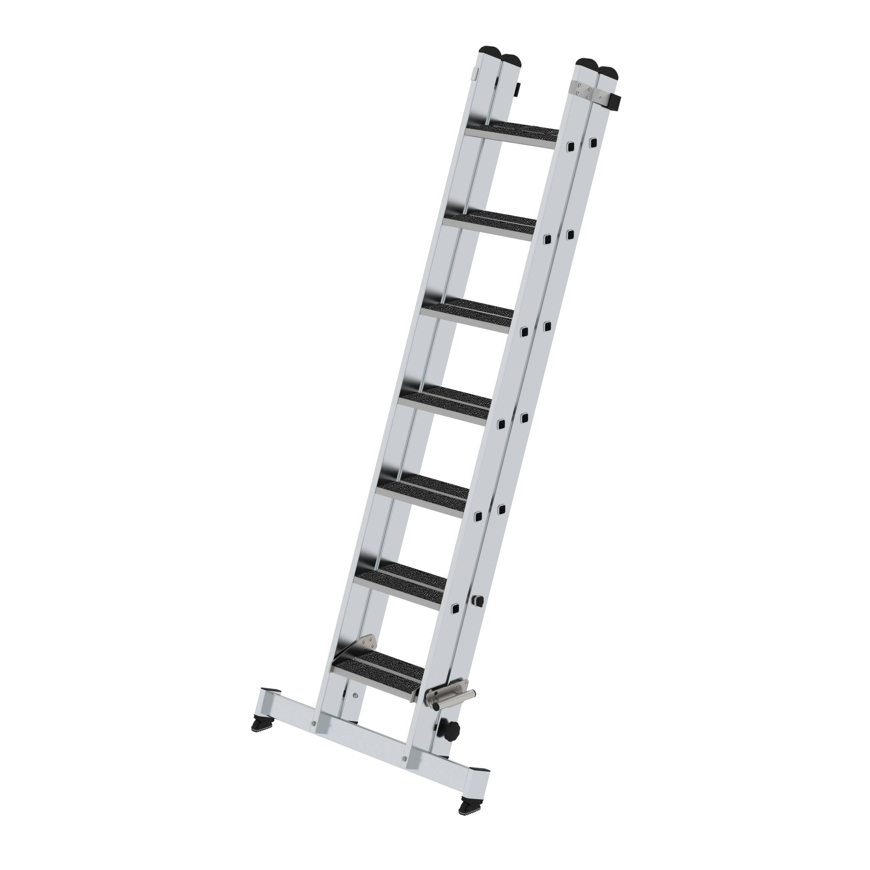 Stufen-Schiebeleiter 2-teilig mit nivello-Traverse und clip-step R13 2x7