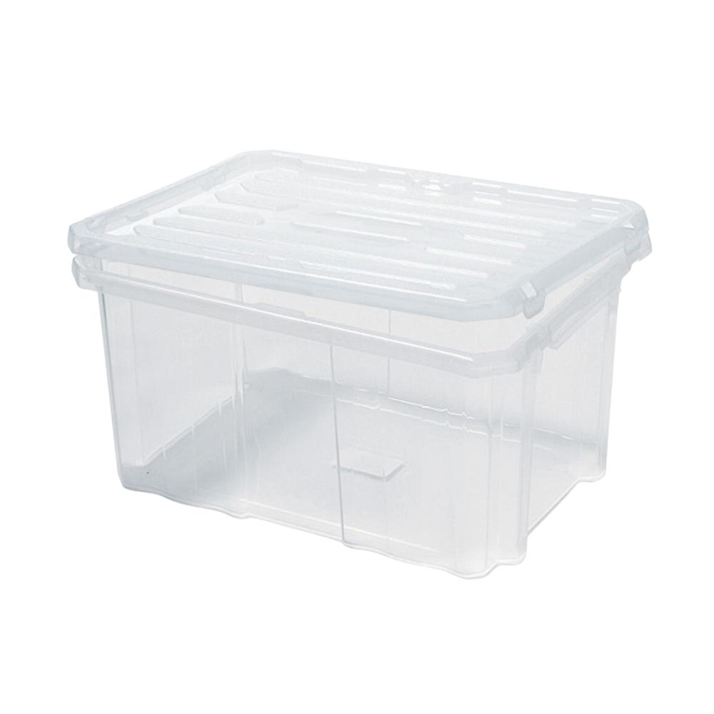 SuperSparSet 5x Mehrzweck Aufbewahrungsbox mit Deckel | Transparent | HxBxT 26x60x40cm | 55 Liter | Lagerkiste, Transportbox, Stapelbox, Kunststoffkiste