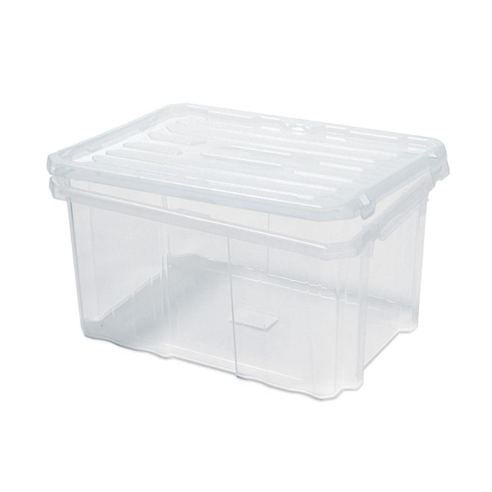Mehrzweck Aufbewahrungsbox mit Deckel | Transparent | HxBxT 26x60x40cm | 55 Liter | Lagerkiste, Transportbox, Stapelbox, Kunststoffkiste