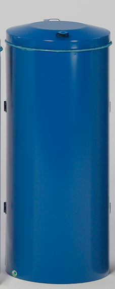 Robuster Abfallsammler mit Deckel & Doppeltür | 150 Liter, HxBxT 98x50x50cm | Stahl | Blau