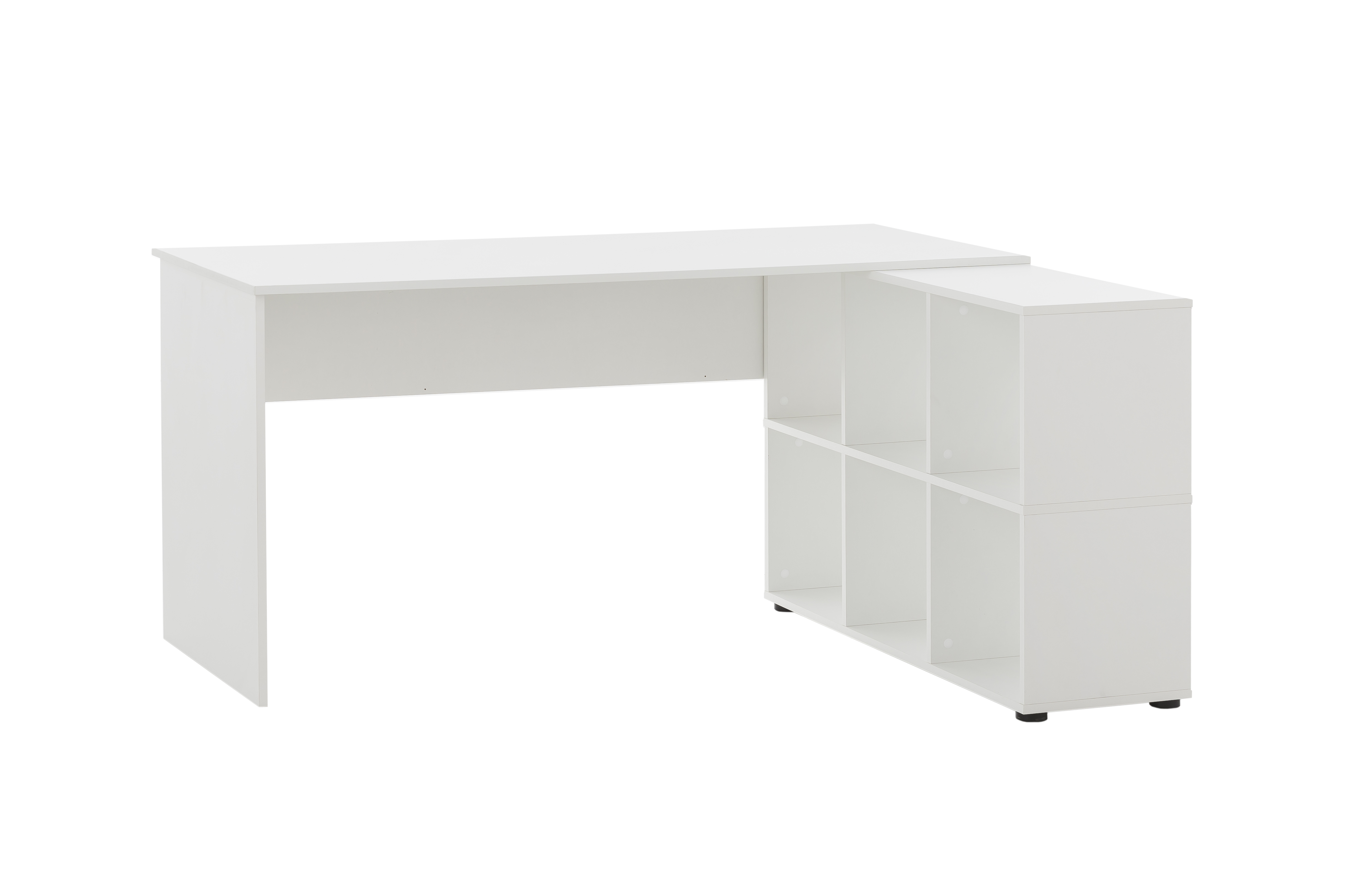 Möbelpartner Schreibtisch rechteckig Pigeon | HxBxT 73,6x150x121,6cm | 6 Fächern | Weiß