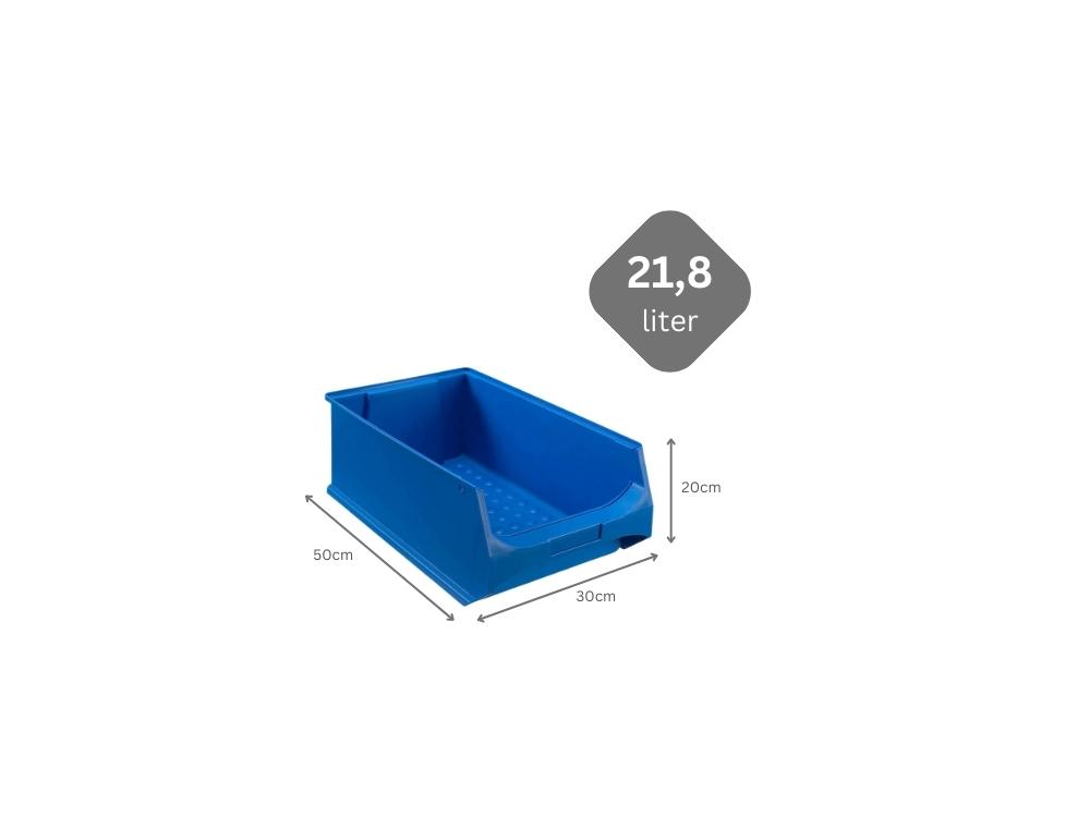 Blaue Sichtlagerbox 5.0 | HxBxT 20x30x50cm | 21,8 Liter | Sichtlagerbehälter, Sichtlagerkasten, Sichtlagerkastensortiment, Sortierbehälter