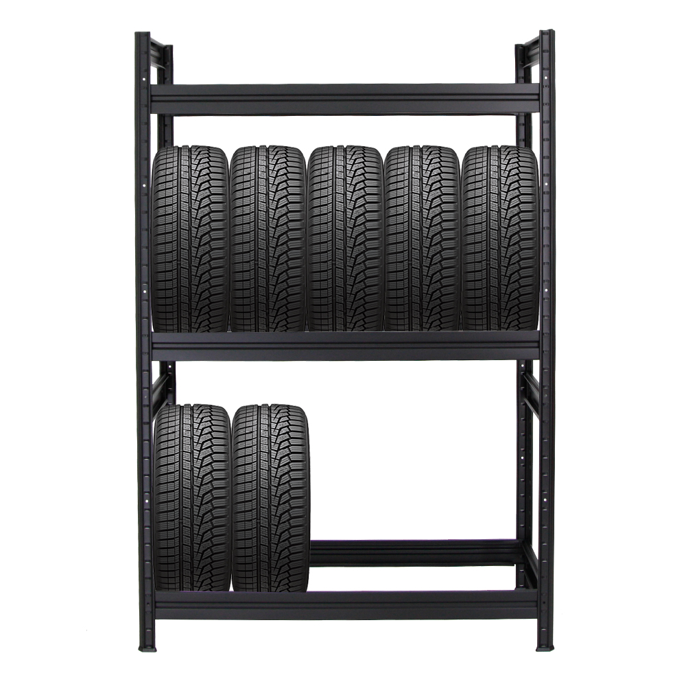 Reifenregal DINO | HxBxT 180x120x50cm | Fachlast 150kg | bis zu 12 Reifen | Schwarz