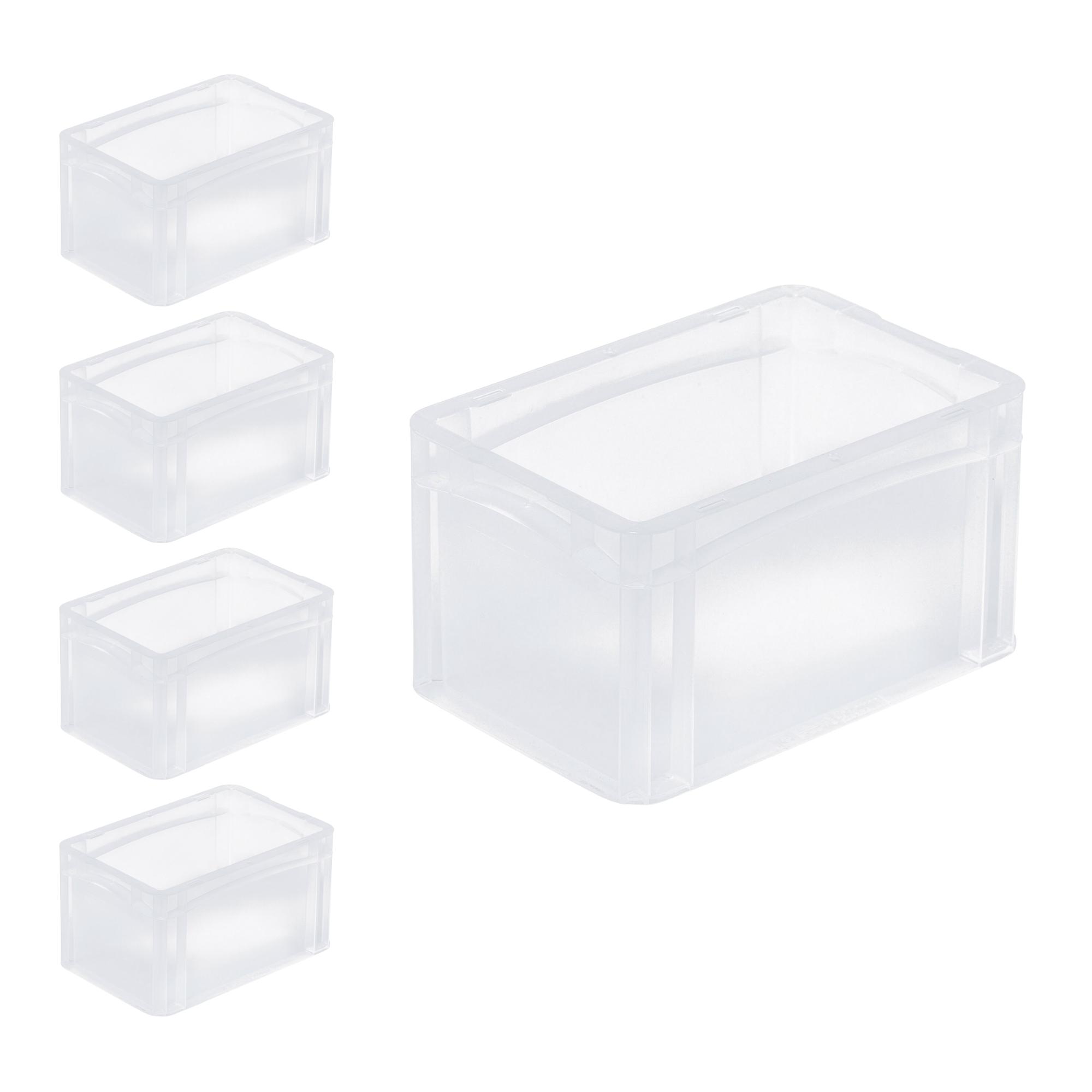 SuperSparSet 5x Transparenter Eurobehälter BasicLine mit geschlossenem Griff und Klickdeckel | HxBxT 17x20x30cm | 7,2 Liter | Eurobox, Transportbox, Transportbehälter, Stapelbehälter