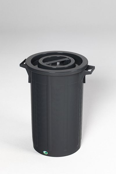 Robuster Abfallsammler mit Deckel | Stapelbar | 30 Liter, HxBxT 40x36x36cm | Kunststoff | Schwarz