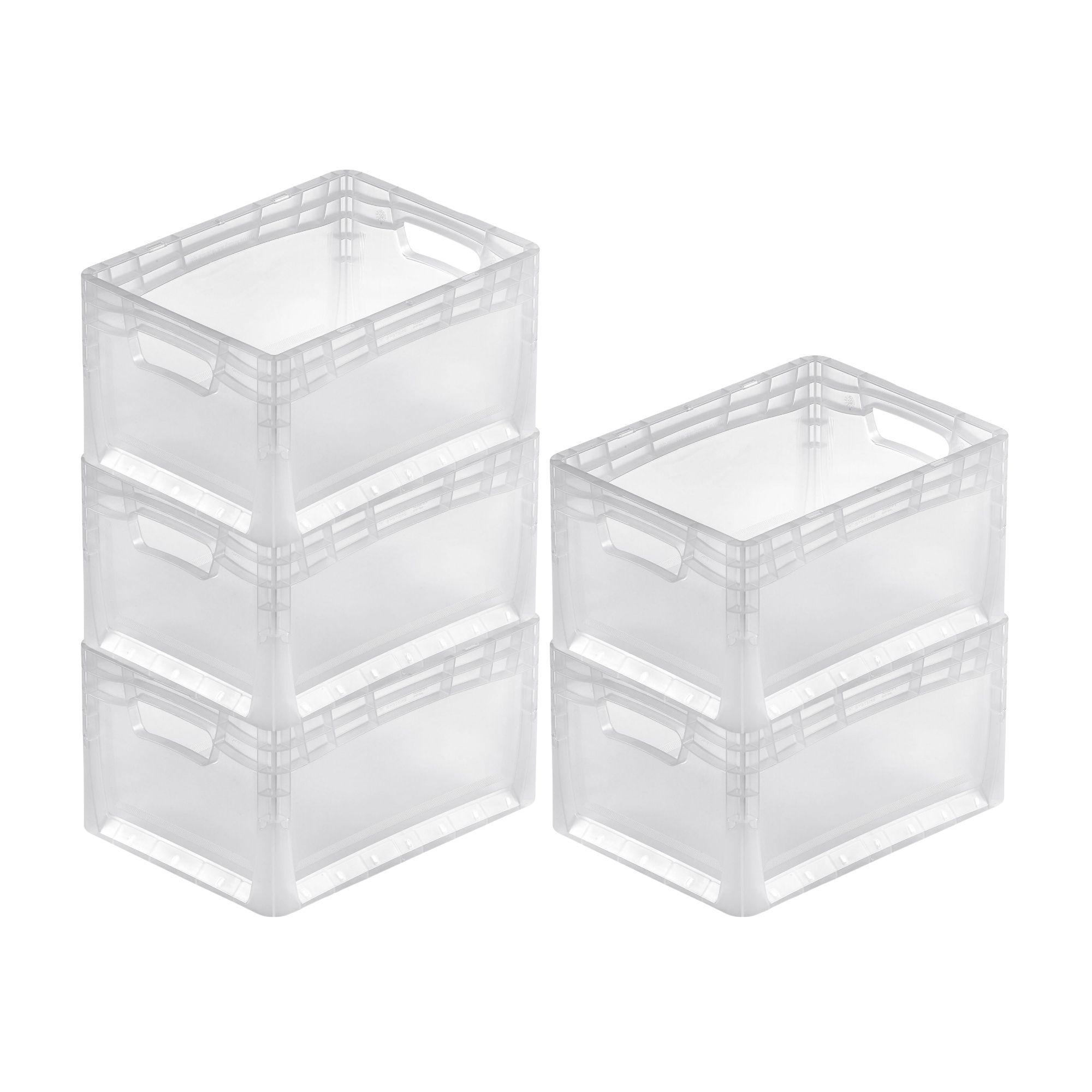 Transparenter Eurobehälter LightLine mit offenem Griff | HxBxT 22x30x40cm | 24 Liter | Eurobox, Transportbox, Transportbehälter, Stapelbehälter