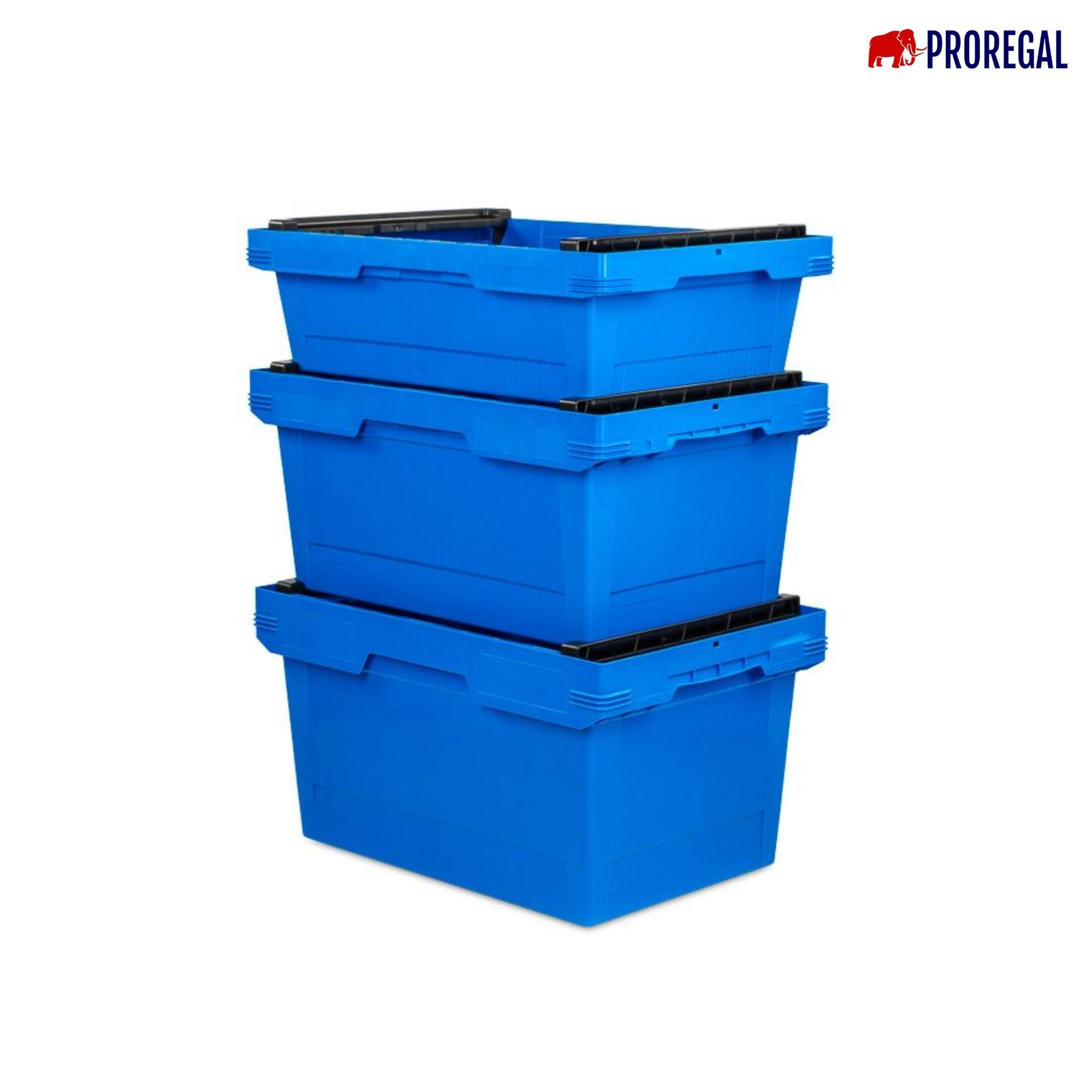 Conical Mehrweg-Stapelbehälter mit Stapelbügel Grau | HxBxT 32,3x40x60cm | 58 Liter | Lagerbox Eurobox Transportbox Transportbehälter Stapelbehälter