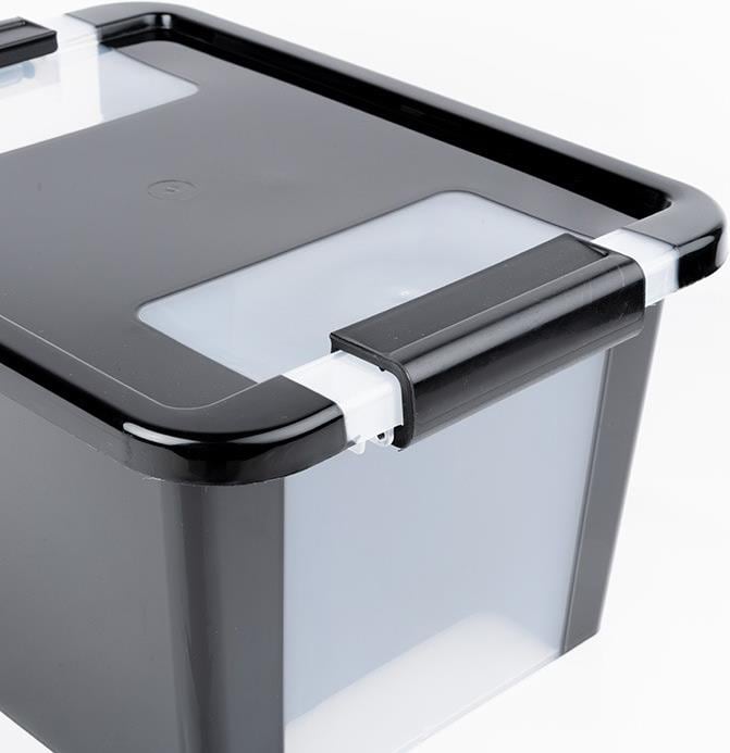 Mehrzweck Aufbewahrungsbehälter STORAGE mit Deckel | HxBxT 19x55x35cm | 26 Liter | Schwarz | Behälter, Box, Aufbewahrungsbehälter, Aufbewahrungsbox