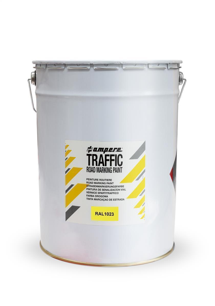 AMPERE 3x 25kg Straßenmarkierungsfarbe TRAFFIC ROAD MARKING PAINT PLUS | Zur professionellen Markierung von Straßen aus Beton & Asphalt |75kg | Gelb