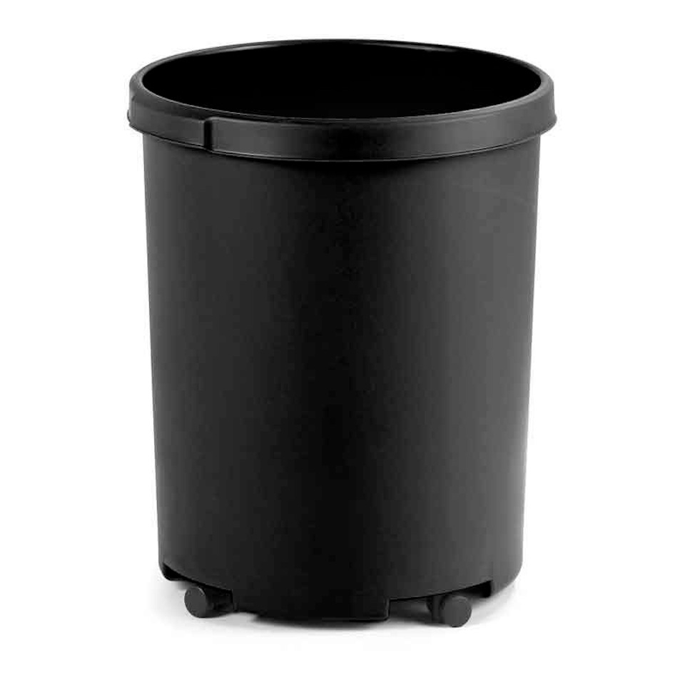 Praktischer runder Kunststoff Papierkorb | 50 Liter, HxØ 49x43cm | Rollen nachrüstbar | Schwarz