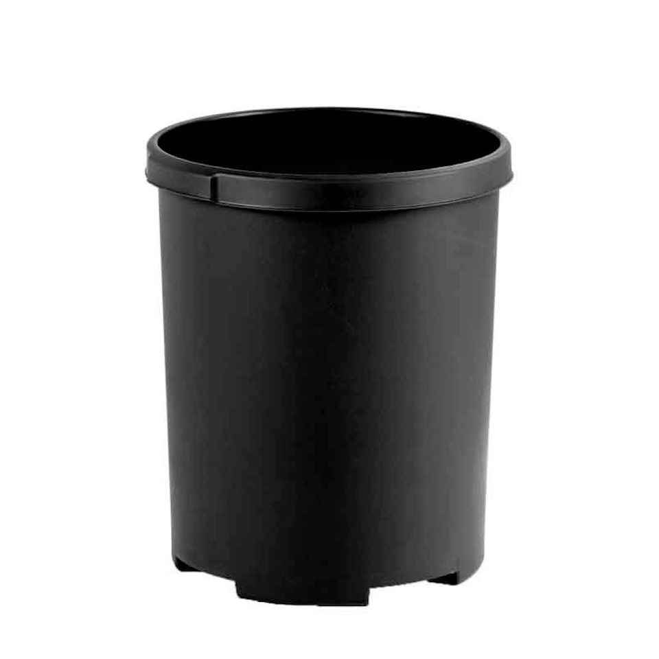 Praktischer runder Kunststoff Papierkorb | 50 Liter, HxØ 49x43cm | Rollen nachrüstbar | Schwarz