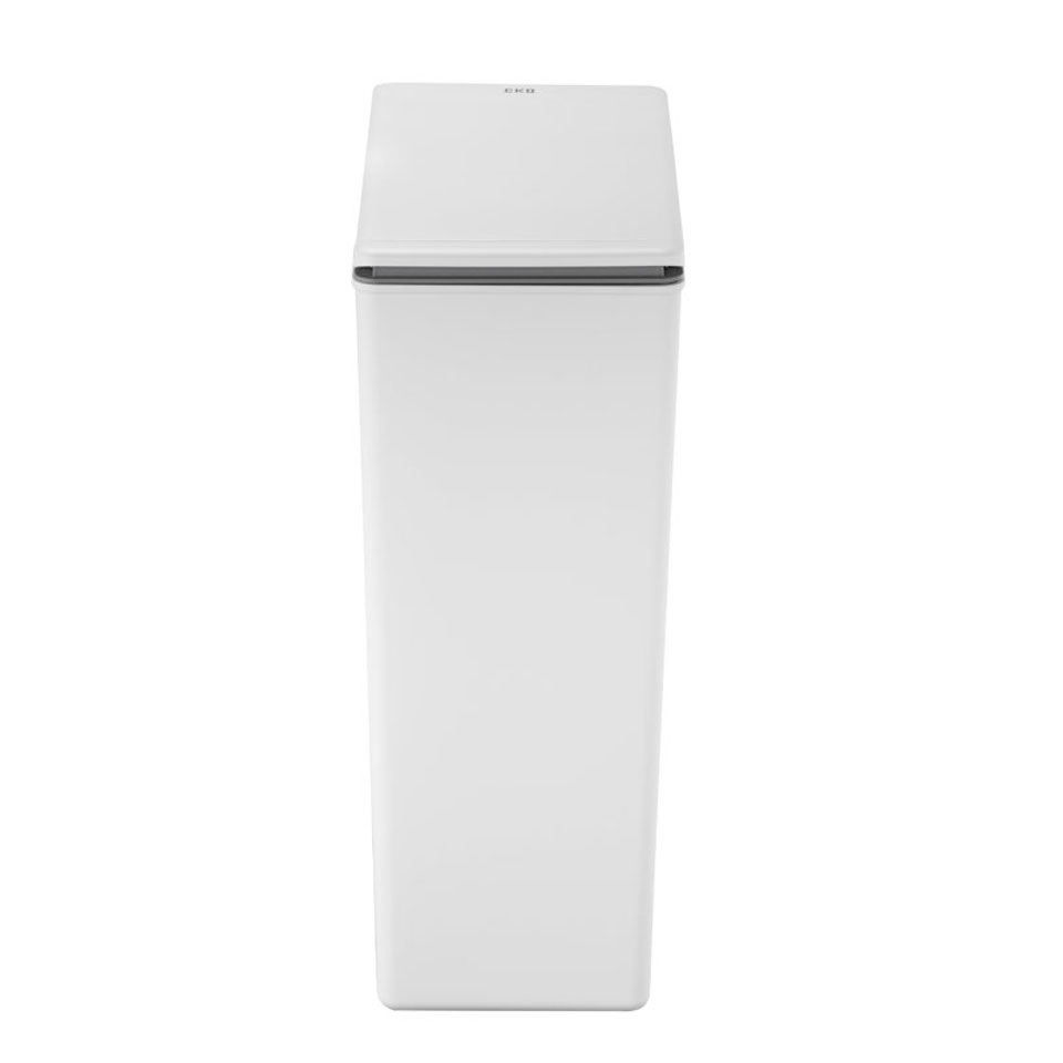 Moderner quadratischer Abfalleimer mit Touch-Bar-Deckel | 40 Liter, HxBxT 63x24,5x37cm | Weiß