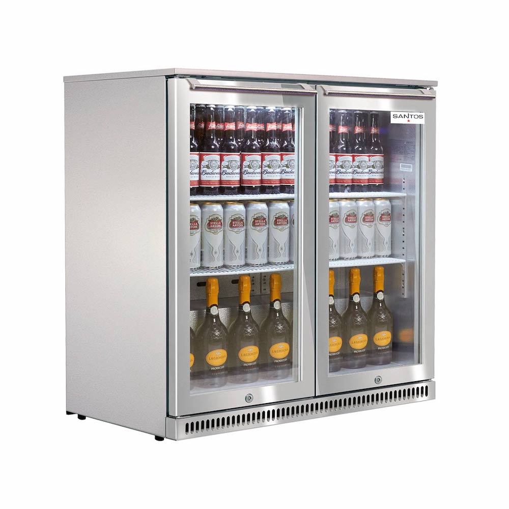SANTOS Outdoor Edelstahl-Kühlschrank FLORIDA | 2x Glastür | 173 Liter | HxBxT 84x86,5x49,5cm