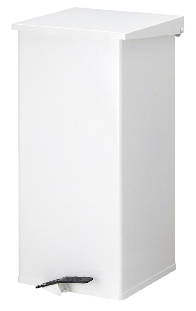 Eckiger feuerfester Pedal-Abfallbehälter Haiti mit Softclose Deckel | 110 Liter, HxBxT 80x39x39cm | Weiß