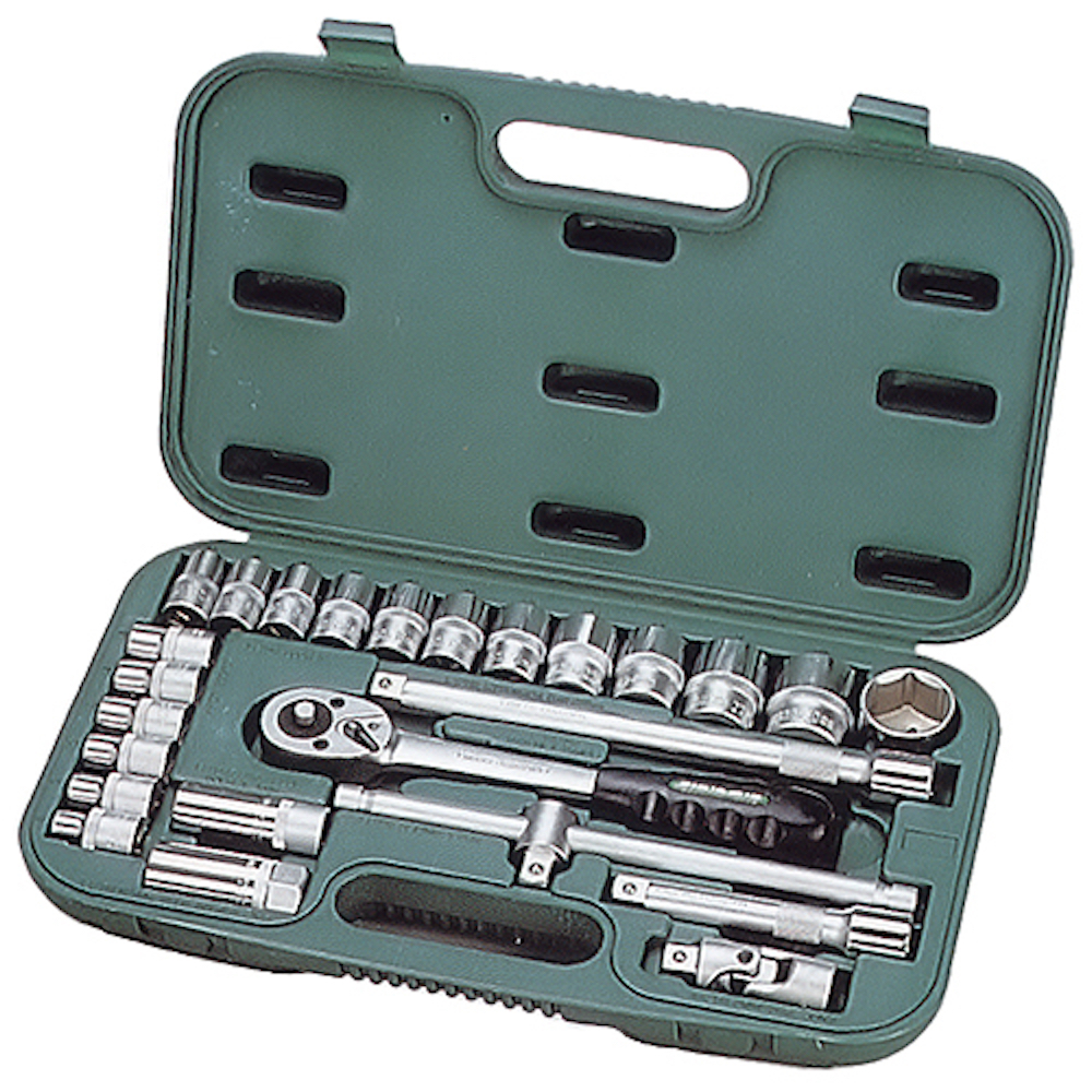 Werkzeug- und Steckschlüsselsatz METAL | 25 Teile | 1/2"(10-32mm) | Werkzeug, Werkzeugkoffer, Werkzeugkasten, Werkzeugsatz