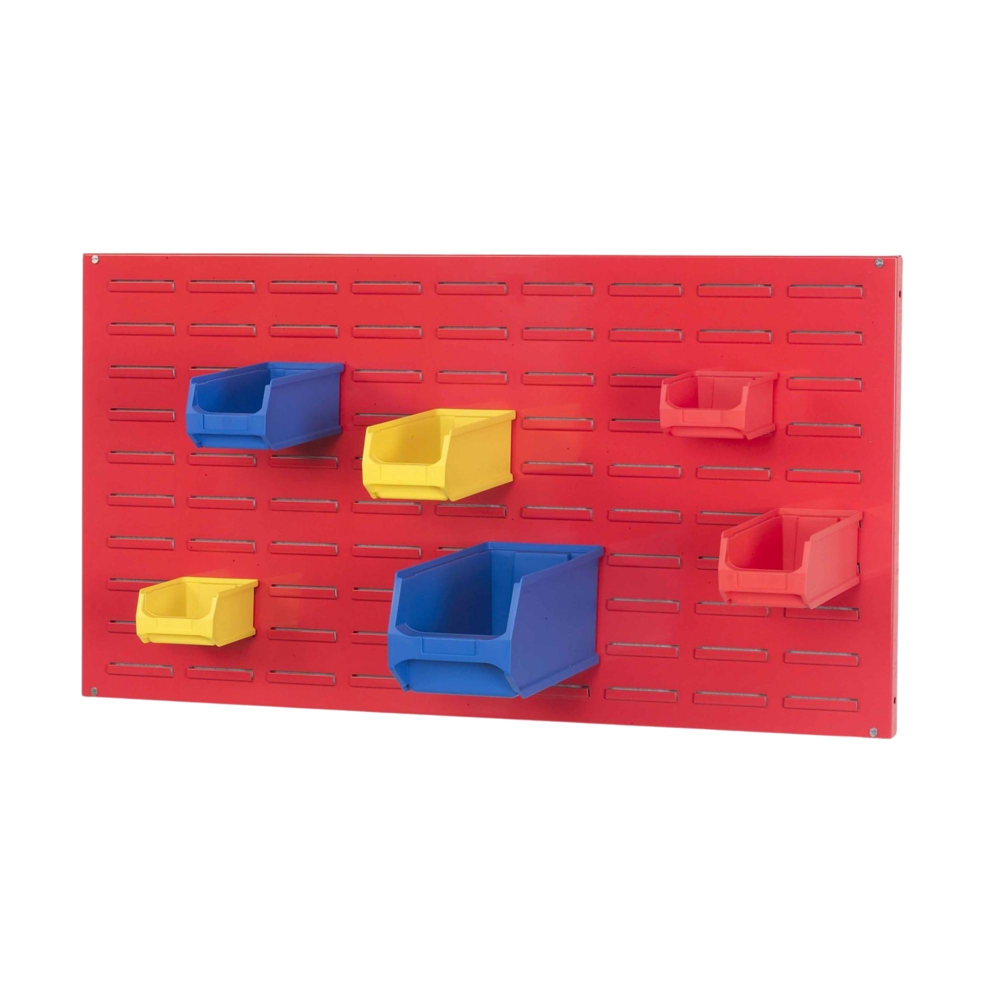 Trägersystem Rote Systemplatte für Sichtlagerboxen (ohne Sichtlagerboxen) | HxBxT 50x100x2cm | Trägerplatte, Wandhalterung, Kleinteileaufbewahrung, Sortimentsboxhalterung