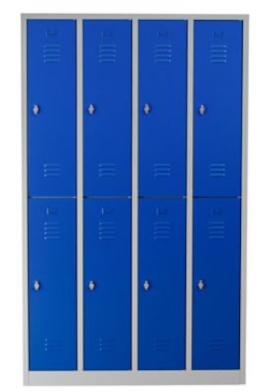 Garderobenspind Camel | 8-Fächer| HxBxT 195x117x50 cm | Vorhängeschloss | Grau-Blau