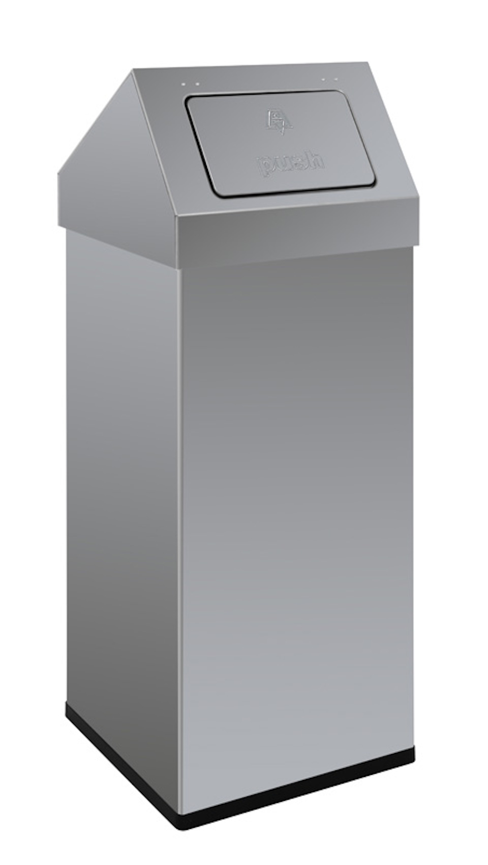 Eckiger Edelstahl Abfallbehälter Haiti mit Push-Deckel | 110 Liter, HxBxT 100x39x39cm | Silber