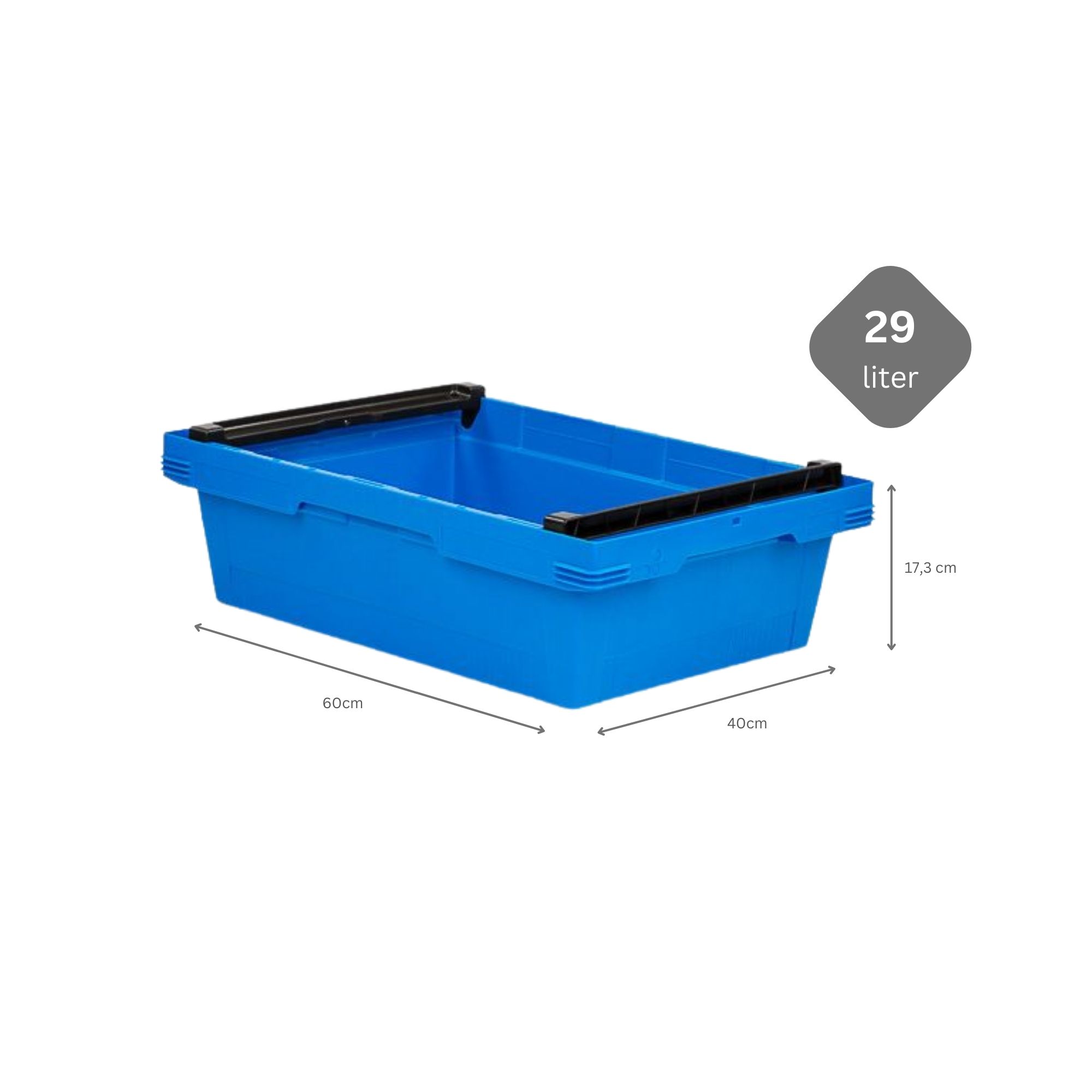 Conical Mehrweg-Stapelbehälter mit Stapelbügel Blau | HxBxT 17,3x40x60cm | 29 Liter | Lagerbox Eurobox Transportbox Transportbehälter Stapelbehälter