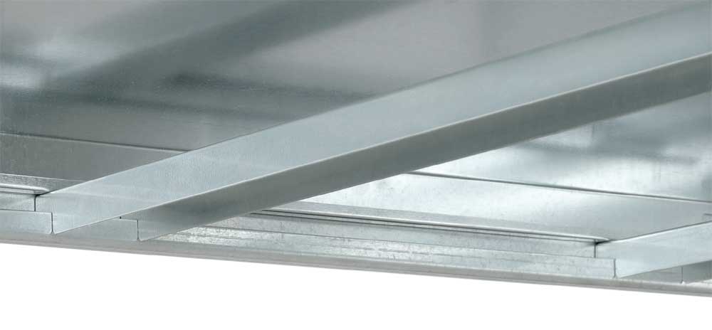 Weitspannregal Stecksystem T-Profil | Anbauregal | HxBxT 200x250x60cm | 3 Ebenen | Stahlplatten-Fachboden | Fachlast 350kg | Verzinkt