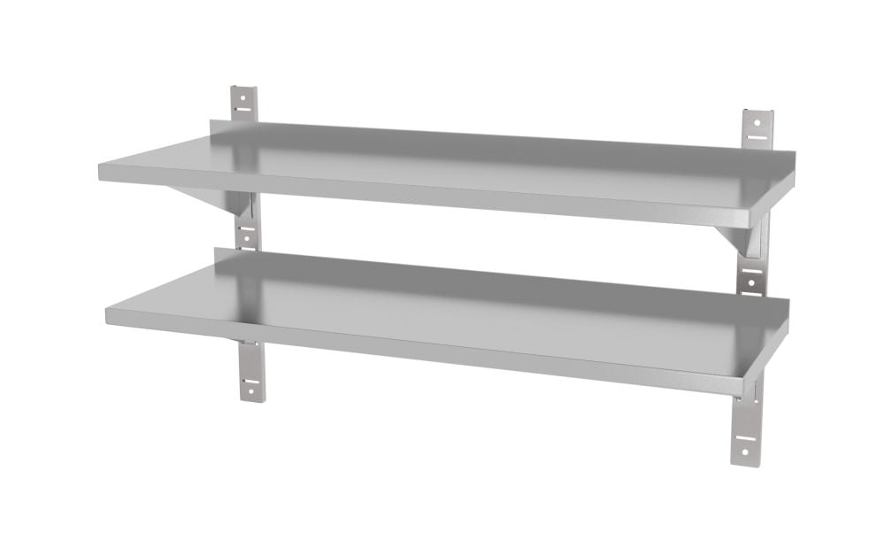 Verstellbares Doppel-Wandregal mit zwei Stahlschienen, 1400x300x(H)600mm