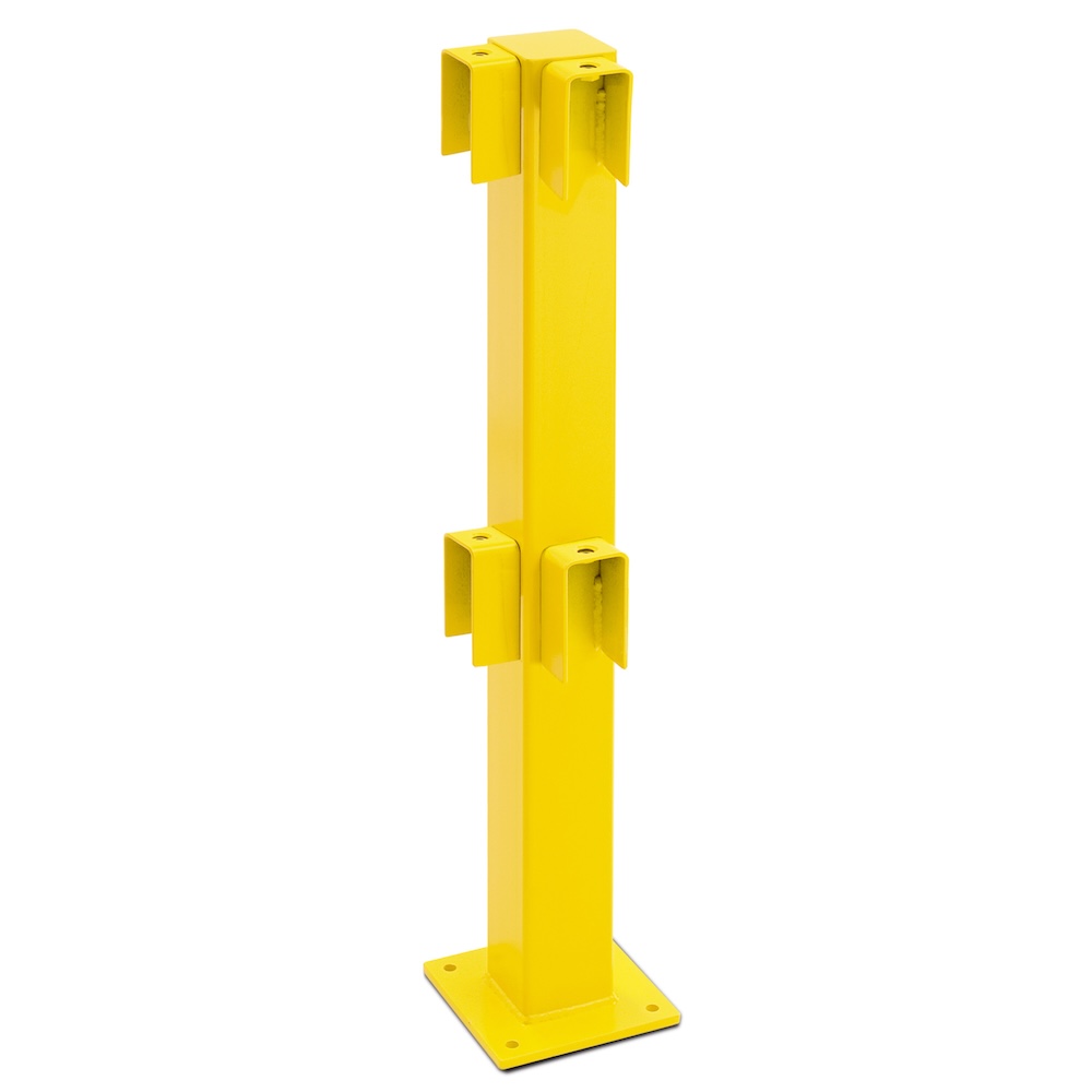 Standpfosten für Rammschutz-Geländer XL-Line | Ecke | HxBxT 100x20x20cm | Feuerverzinkter & kunststoffbeschichteter Stahl | Gelb