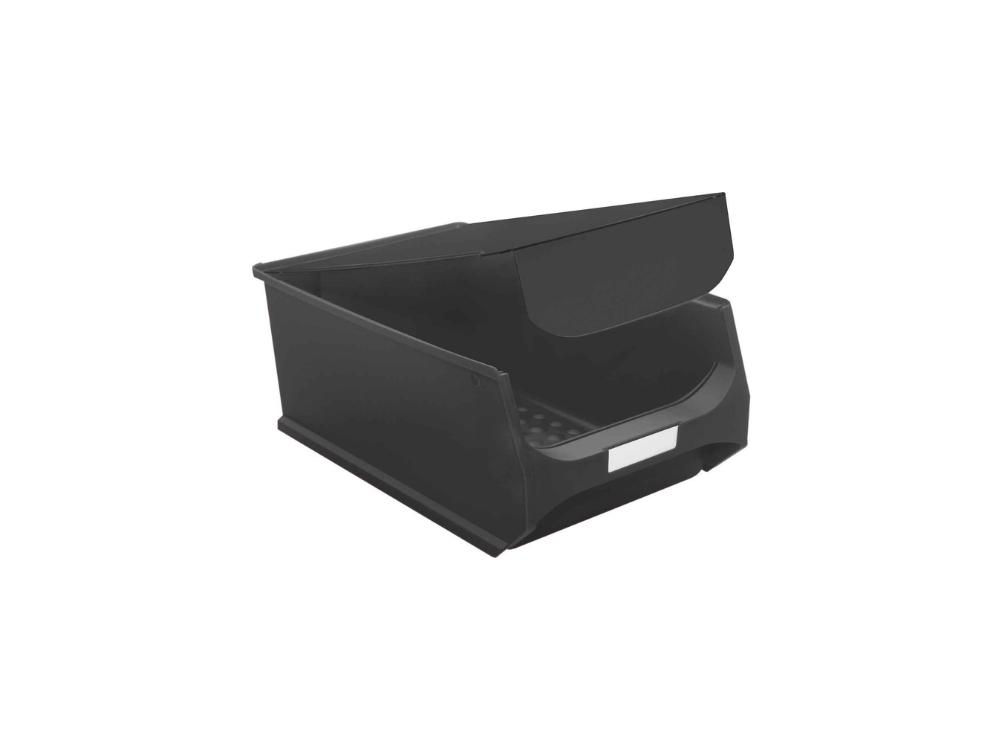 SuperSparSet 4x Leitfähige Sichtlagerbox 5.1 mit Griffstange & Abdeckung | HxBxT 20x30x50cm | 21,8 Liter | ESD, Sichtlagerbehälter, Sichtlagerkasten, Sichtlagerkastensortiment, Sortierbehälter