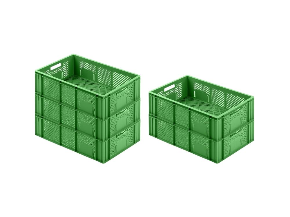 SuperSparSet 5x Eurobehälter Obst- und Gemüsekasten | HxBxT 17,1x40x60cm | 33 Liter | Grün | Obst-Gemüsekiste, Obstkorb, Transportbox