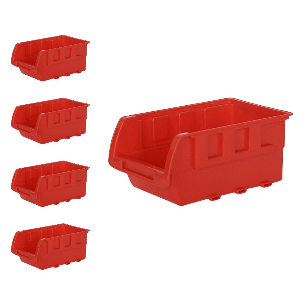 SuperSparSet 5x Sichtlagerbox aus Kunststoff | Rot | BxHxT 6x8x11,5cm | Sortimentskasten, Sortimentsbox