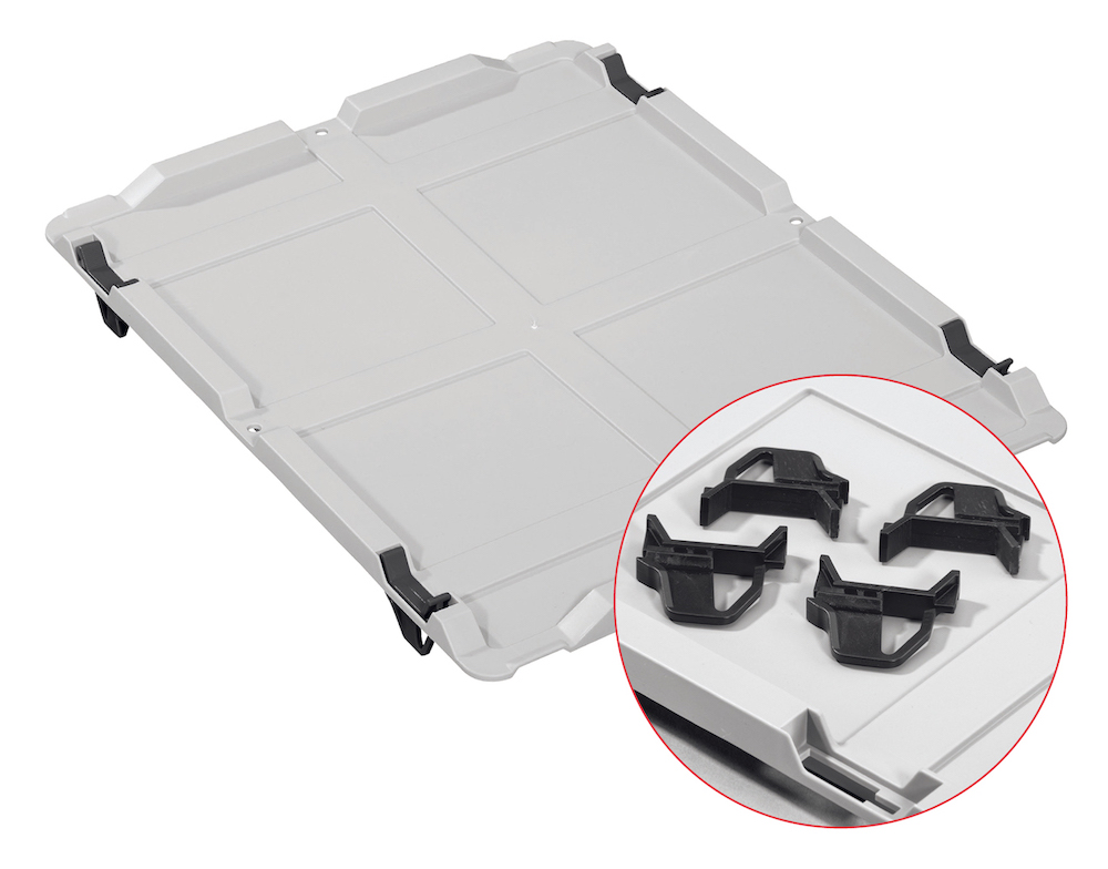 SparSet 10x Auflagedeckel Set Eurobox NextGen mit 4 schwarzen Schiebeschnappverschlüssen | BxT 40x60 | Eurobehälter, Transportbox, Transportbehälter, Stapelbehälter