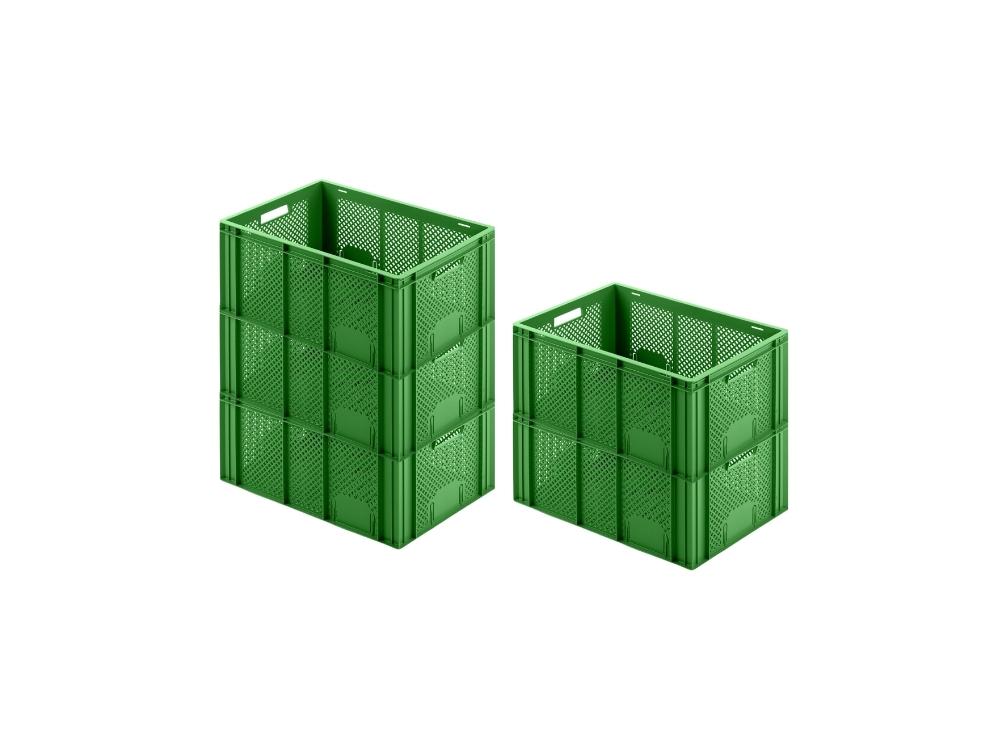 SparSet 5x Eurobehälter Obst- und Gemüsekasten | HxBxT 27,4x40x60cm | 54 Liter | Grün | Obst-Gemüsekiste, Obstkorb, Transportbox