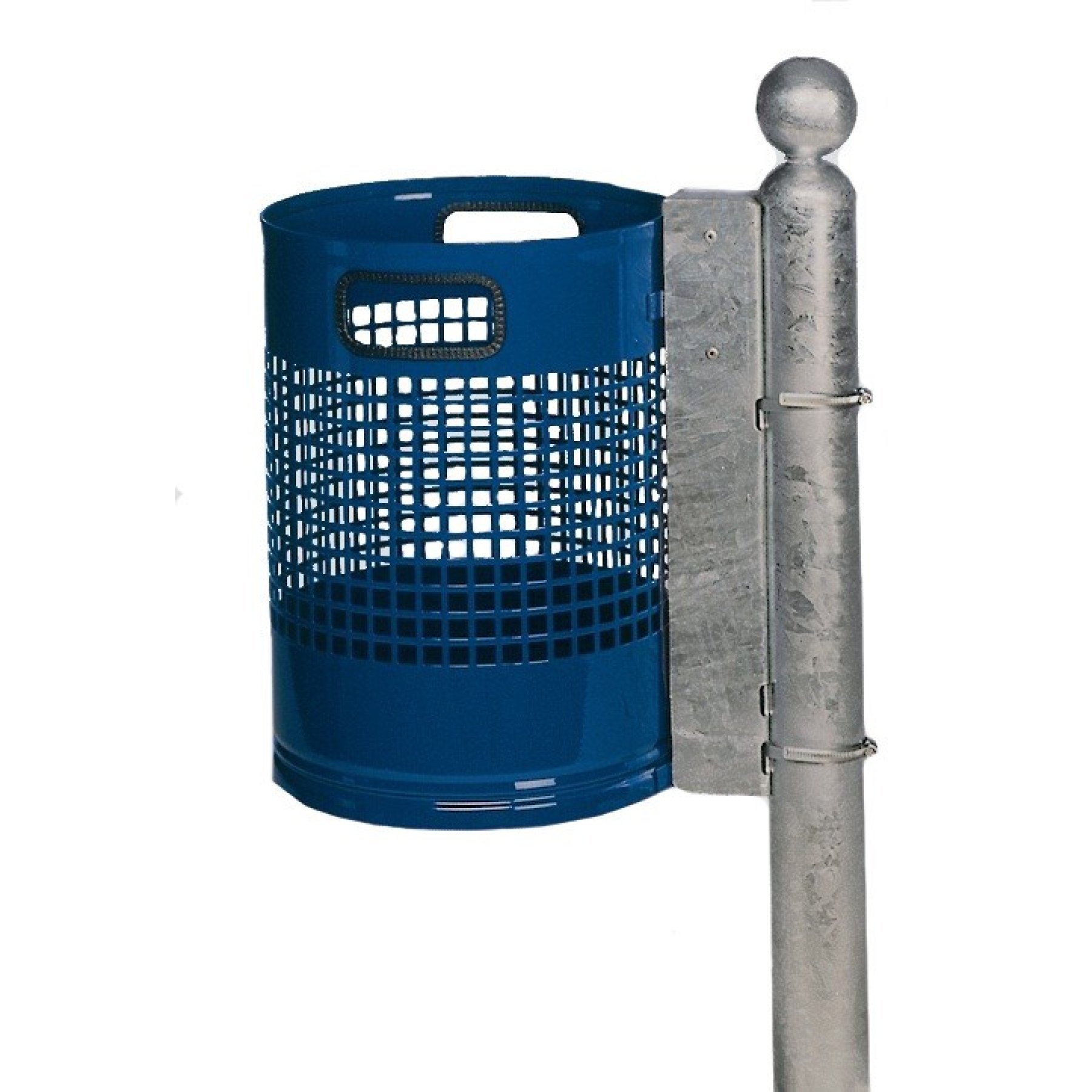 Abfallsammler zur Wand- oder Rohrbefestigung | 30 Liter, HxBxT 46x33x33cm | Verzinkter Stahl | Blau