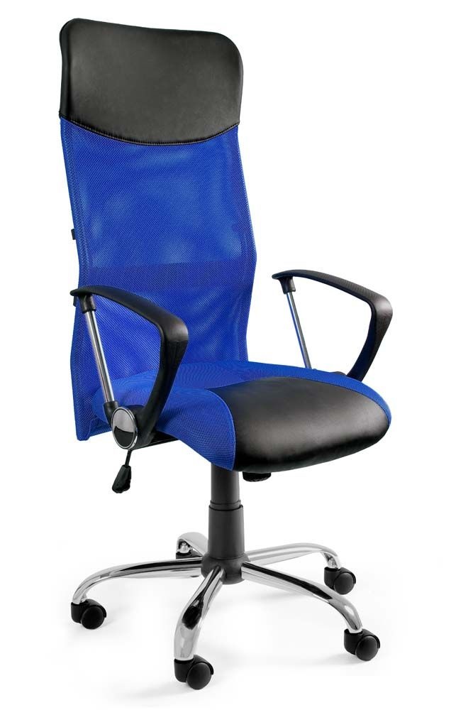 Bürodrehstuhl | Jena | HxBxT 120-128x62x54cm | Netzrückenlehne & Membran/Kunstleder-Sitzpolsterung | Traglast 130kg | Blau