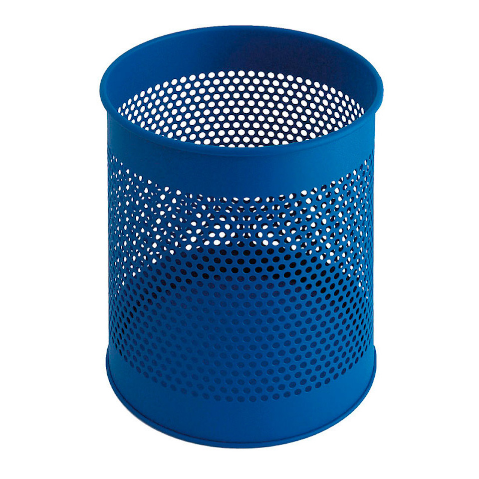 Runder perforierter Papierkorb aus Metall | 15 Liter, HxØ 32x26cm | Blau