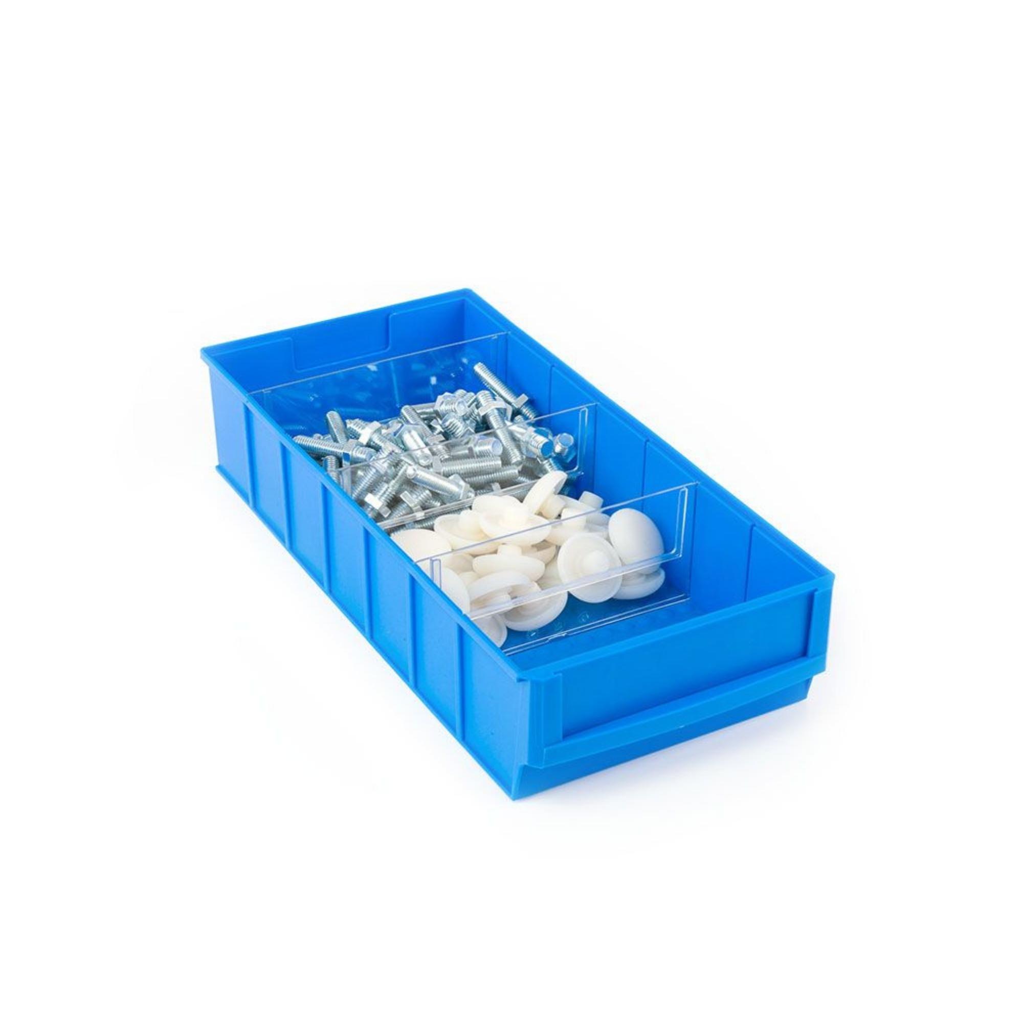 Blaue Industriebox 500 B | HxBxT 8,1x18,3x50cm | 6 Liter| Sichtlagerkasten, Sortimentskasten, Sortimentsbox, Kleinteilebox